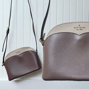 Tory Burch Crossbody Purse Small Neutral Half Moon Zipper Pocket Formal